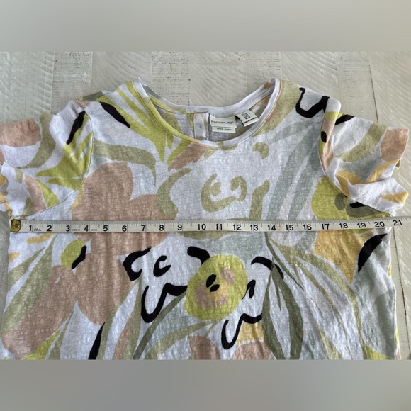 Women’s Rachel Zoe 100% Linen Floral Button Down the Back Short Sleeve Top Sz 1X - Picture 5 of 6